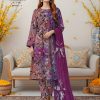 Digital Viscose Printed Suit – Plum & Multicolor Bloom