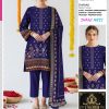 Winter 3-Piece Suit – Royal Sapphire with Dhanak Dupatta